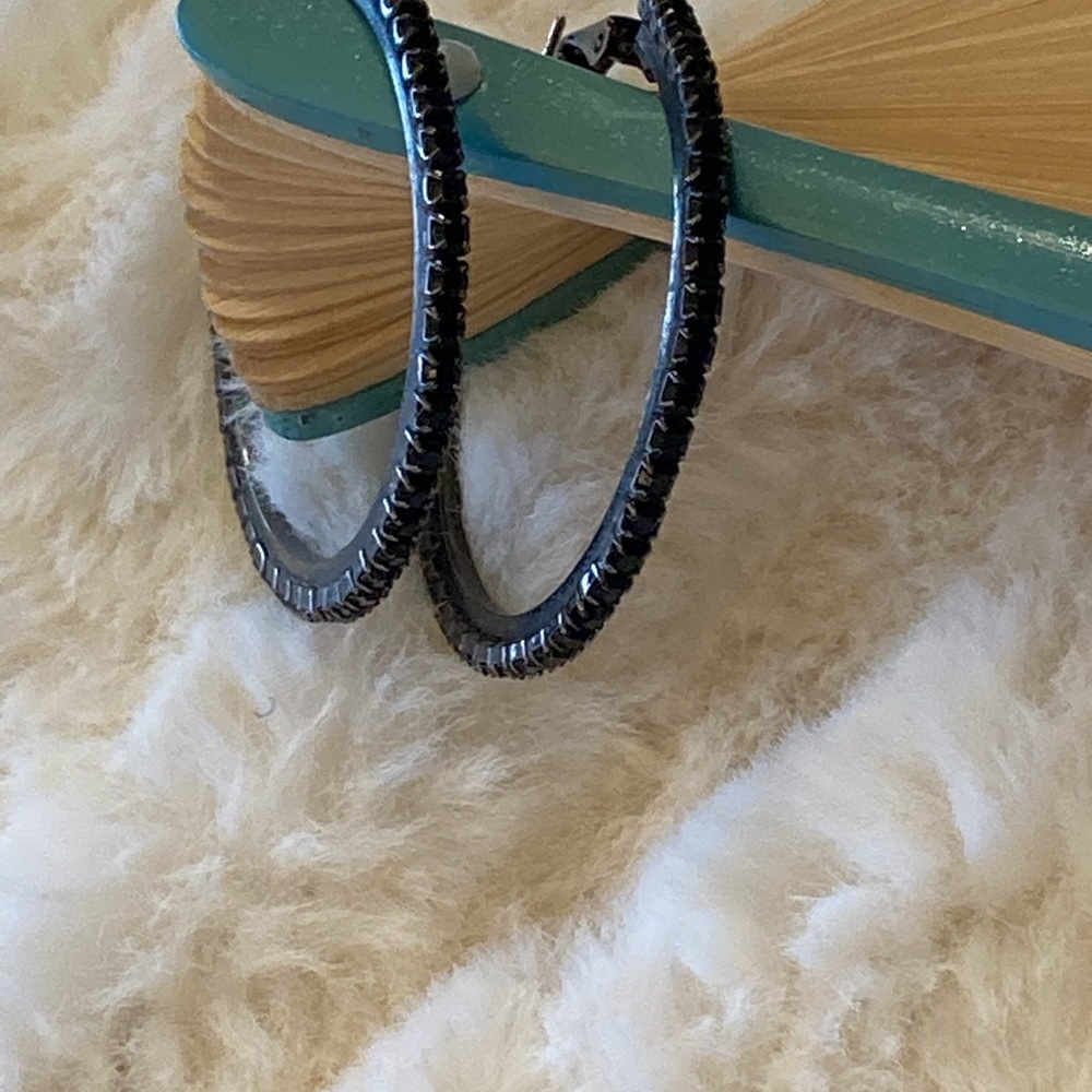 Black Crystal Hoops